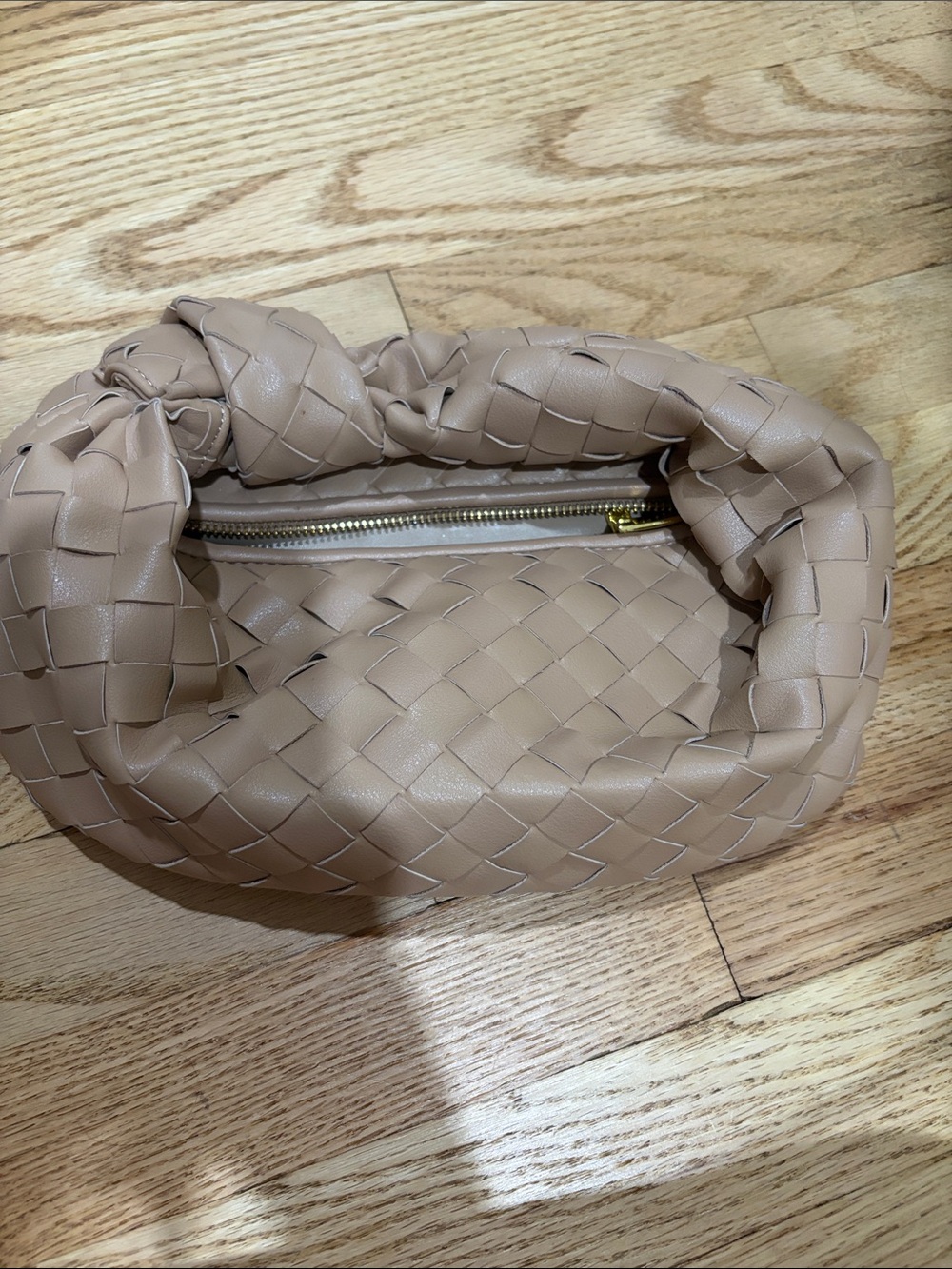 Woven Knot Top-Handle Women’s Bag in Taupe